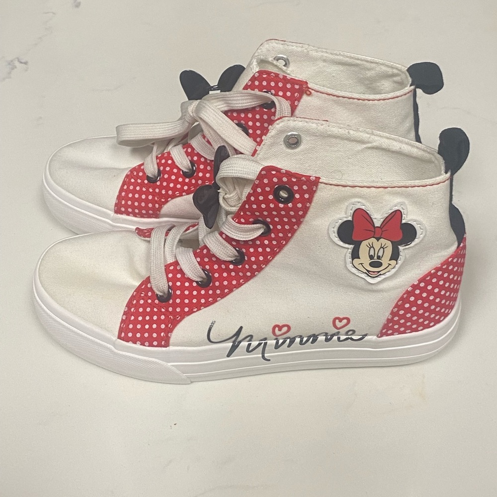 Disney Minnie Mouse girls polkadots high top sneakers shoes ground up size 4